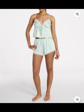 No Boundaries Mint Lace-Trim Cami & Short Pajama Set NWT Size L
